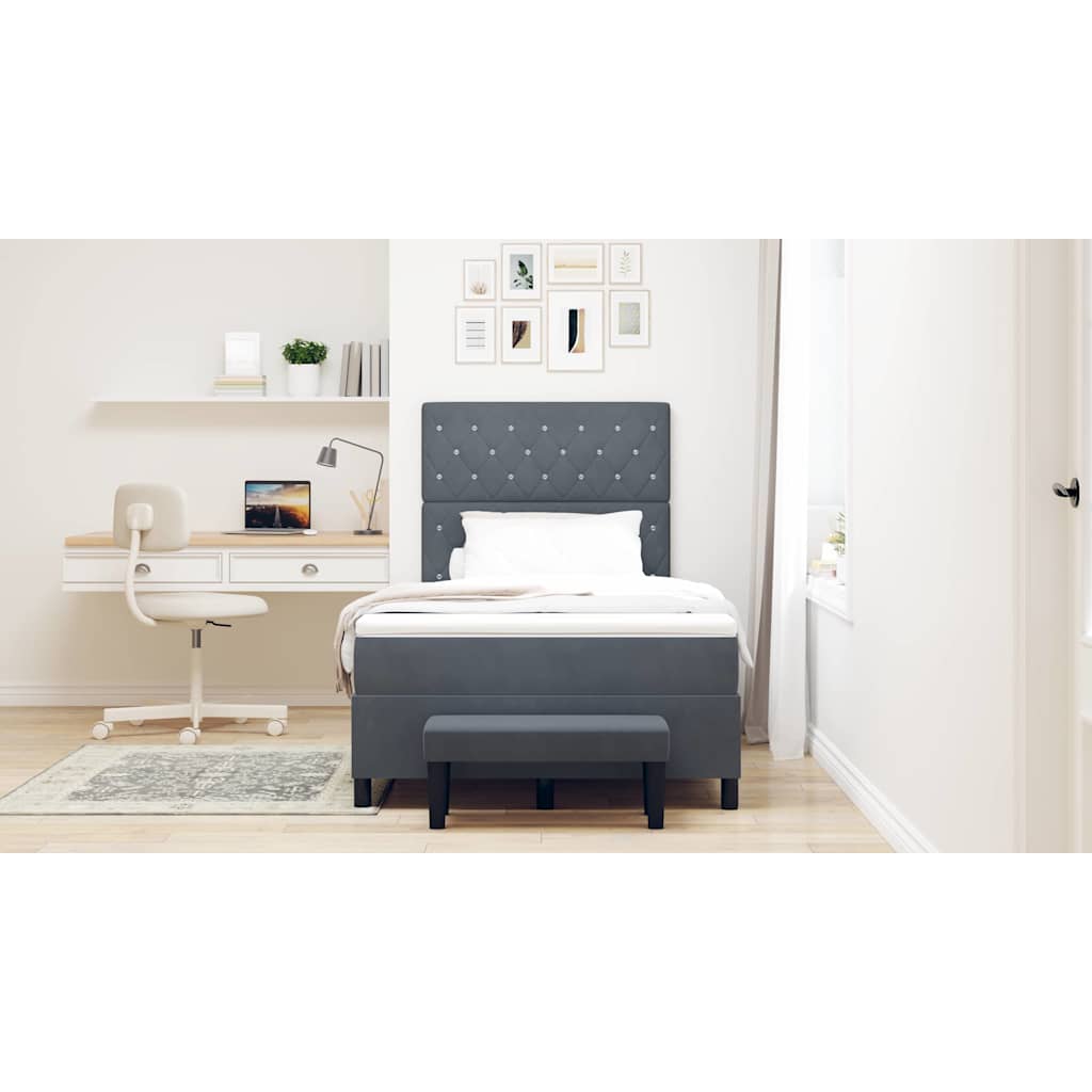 vidaXL Κρεβάτι με ελατήρια Σκούρο Γκρι 200 x 120 εκατοστά Βελούδο