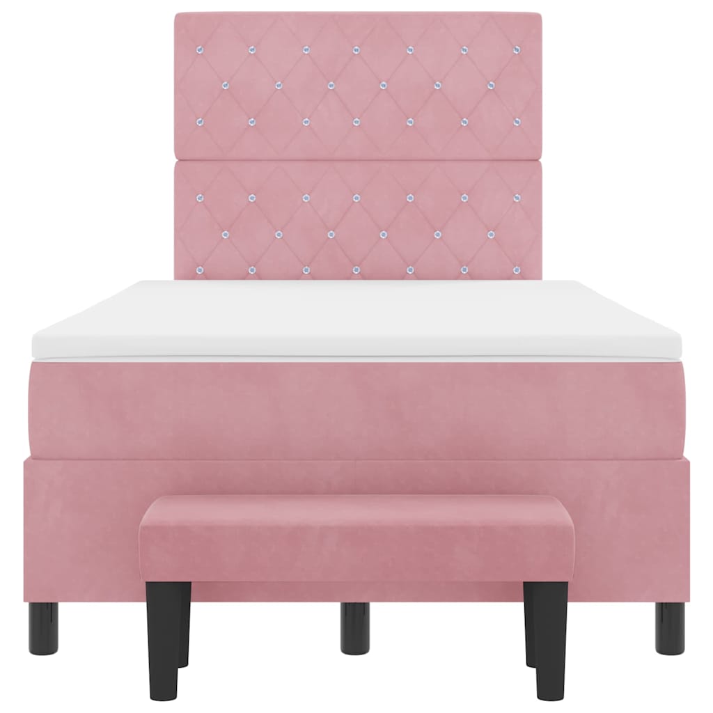 vidaXL Κρεβάτι με ελατήρια με στρώμα Ροζ 120 x 200 cm Βελούδο