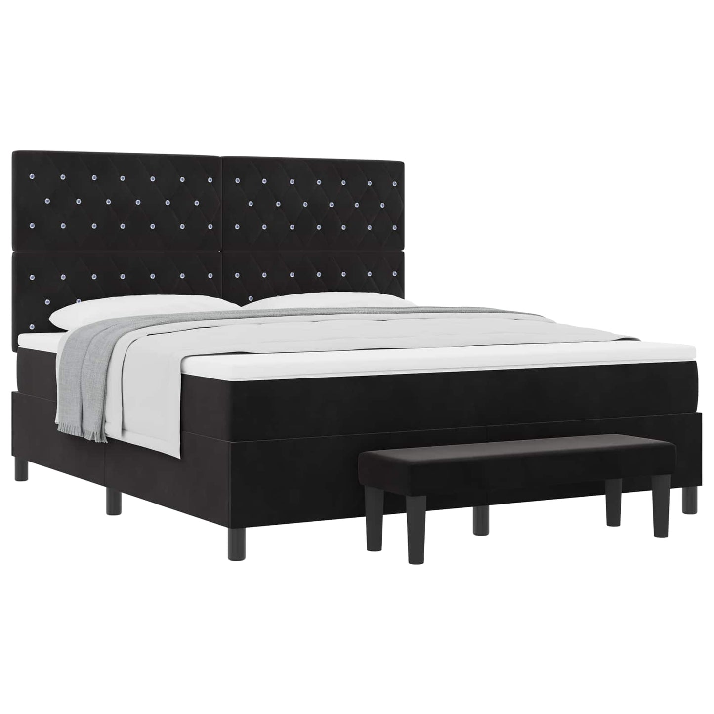vidaXL Κρεβάτι με ελατήρια με κεφαλάρι Μαύρο 200 x 180 cm Βελούδο