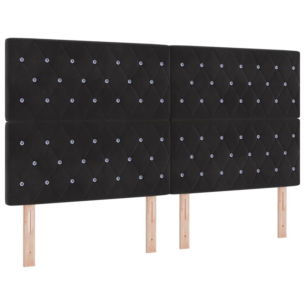 vidaXL Κρεβάτι με ελατήρια με κεφαλάρι Μαύρο 200 x 180 cm Βελούδο