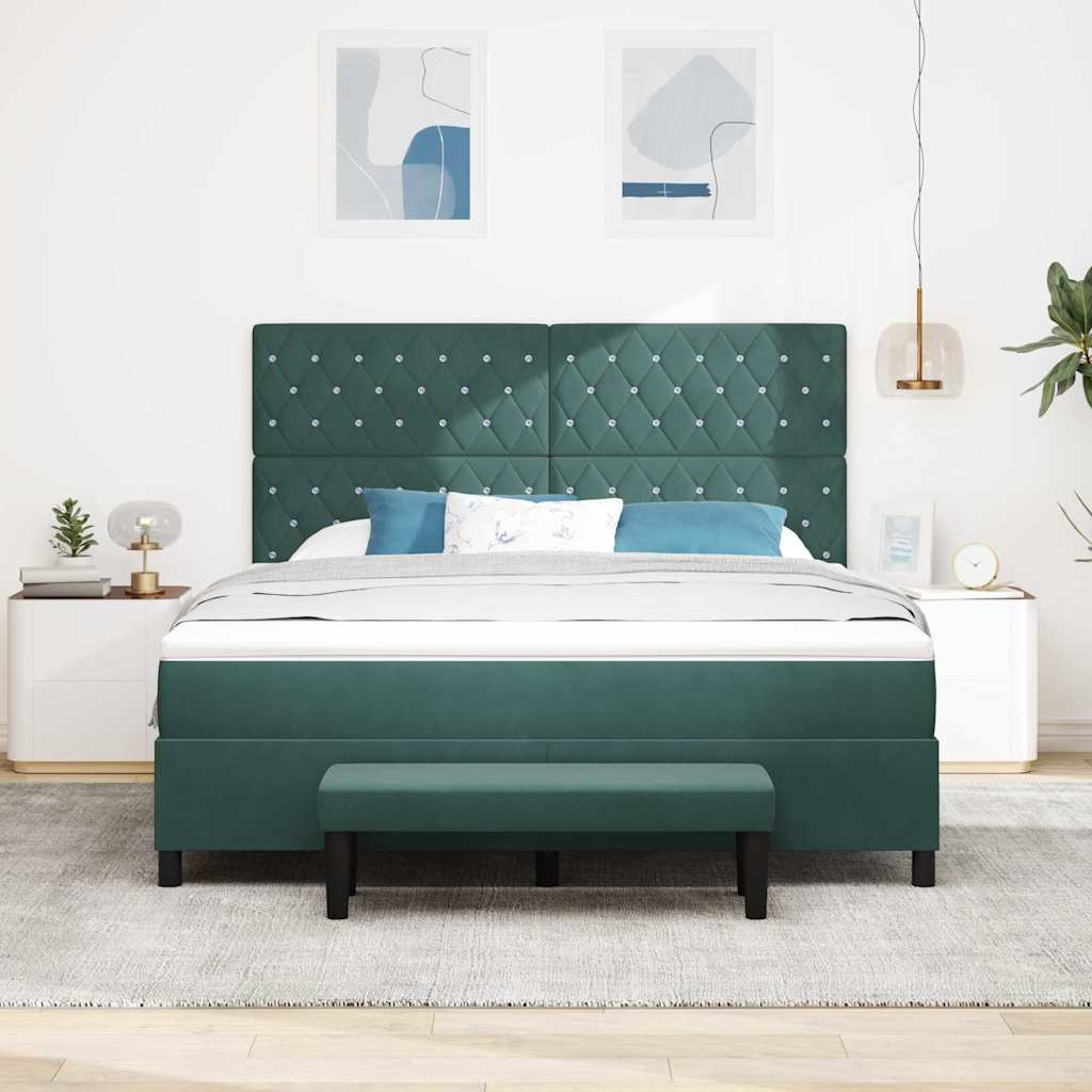 vidaXL Κρεβάτι με ελατήρια Σκούρο πράσινο 200 x 180 cm Βελούδο