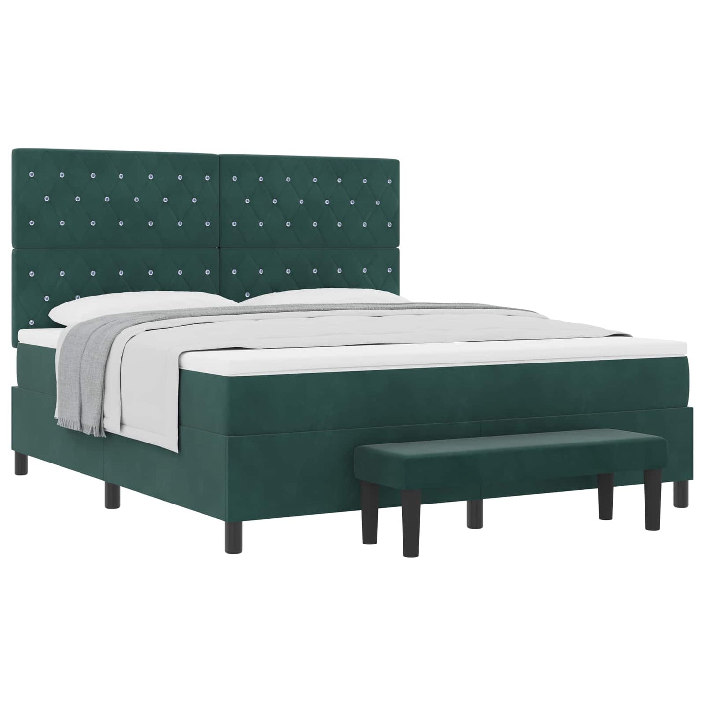 vidaXL Κρεβάτι με ελατήρια Σκούρο πράσινο 200 x 180 cm Βελούδο