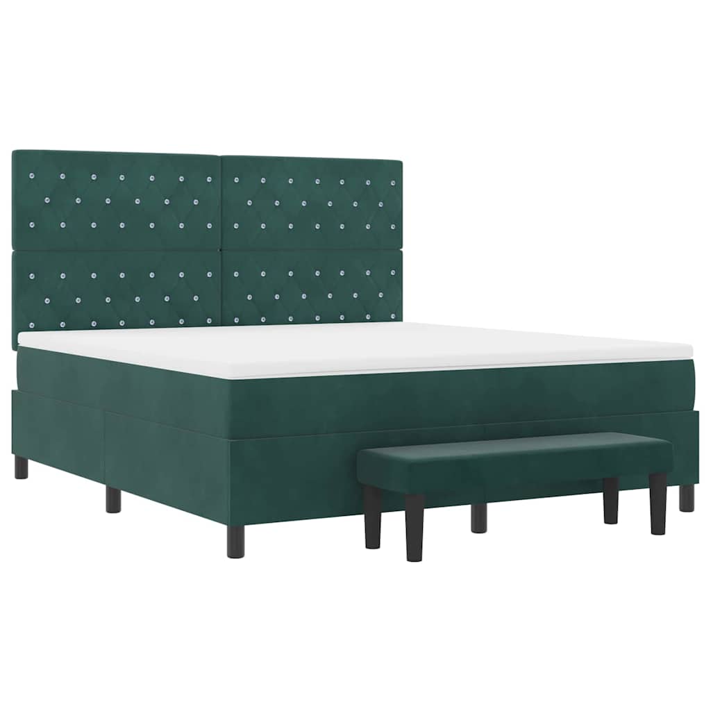vidaXL Κρεβάτι με ελατήρια Σκούρο πράσινο 200 x 180 cm Βελούδο