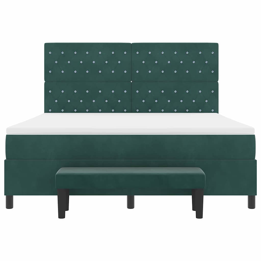 vidaXL Κρεβάτι με ελατήρια Σκούρο πράσινο 200 x 180 cm Βελούδο