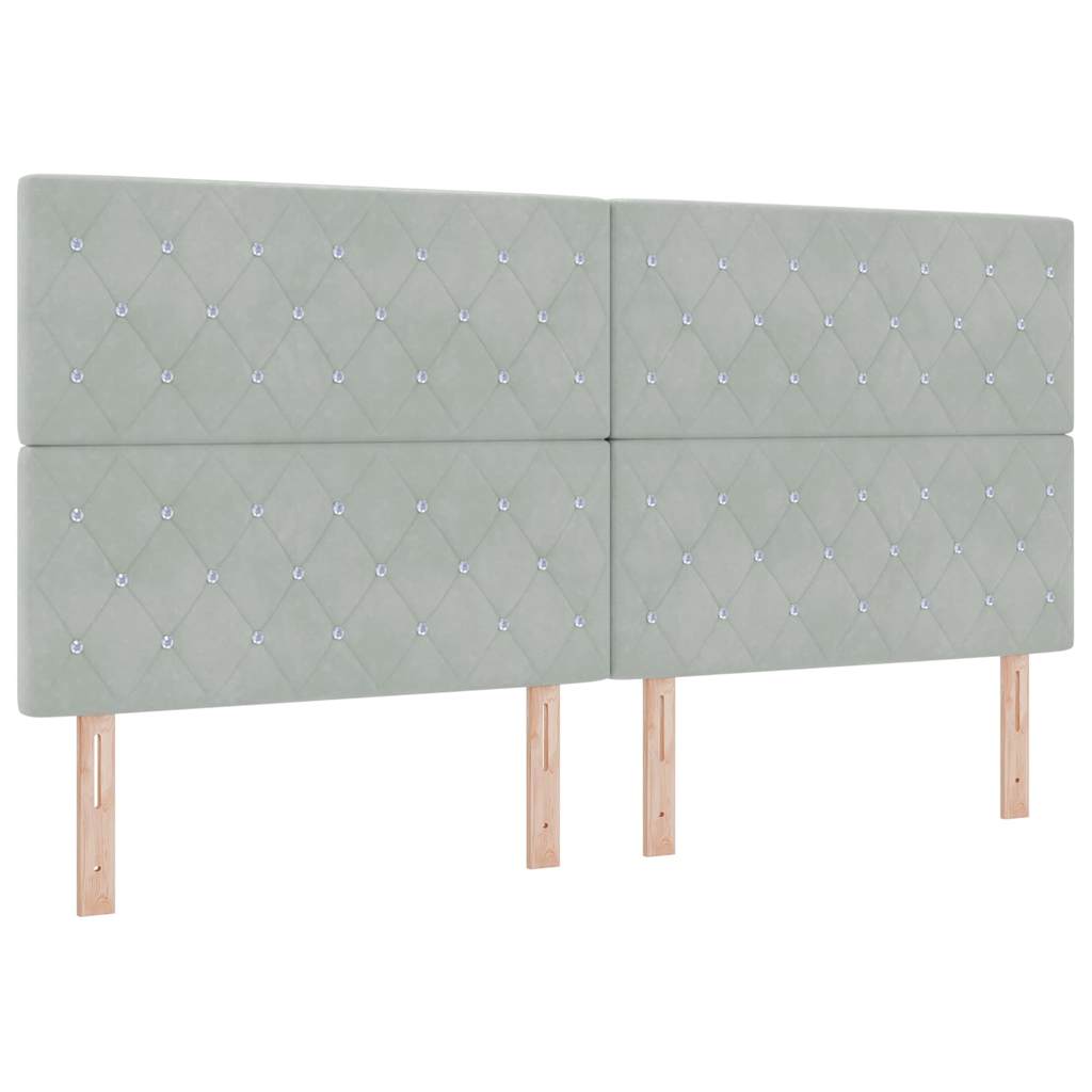 vidaXL Κρεβάτι με ελατήρια Ανοιχτό γκρι 200 x 200 cm Βελούδο