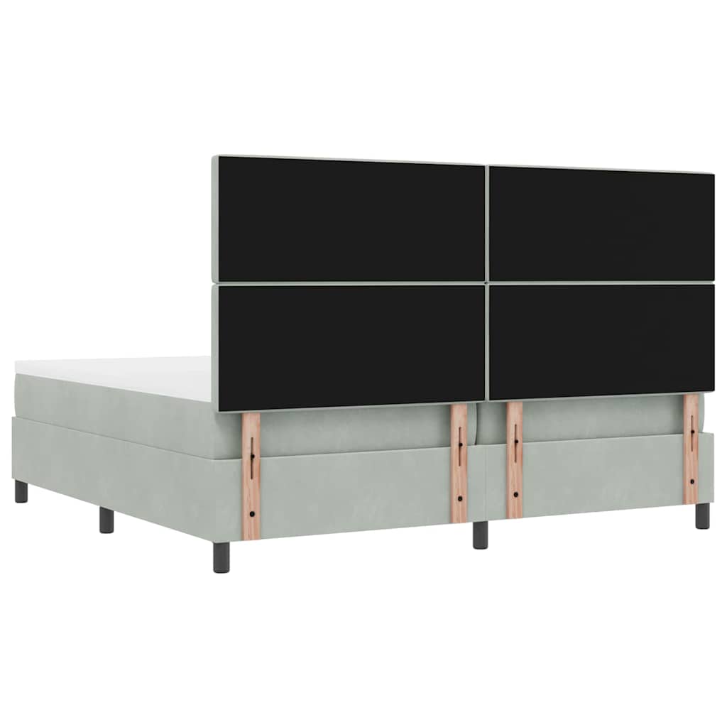 vidaXL Κρεβάτι με ελατήρια Ανοιχτό γκρι 200 x 200 cm Βελούδο