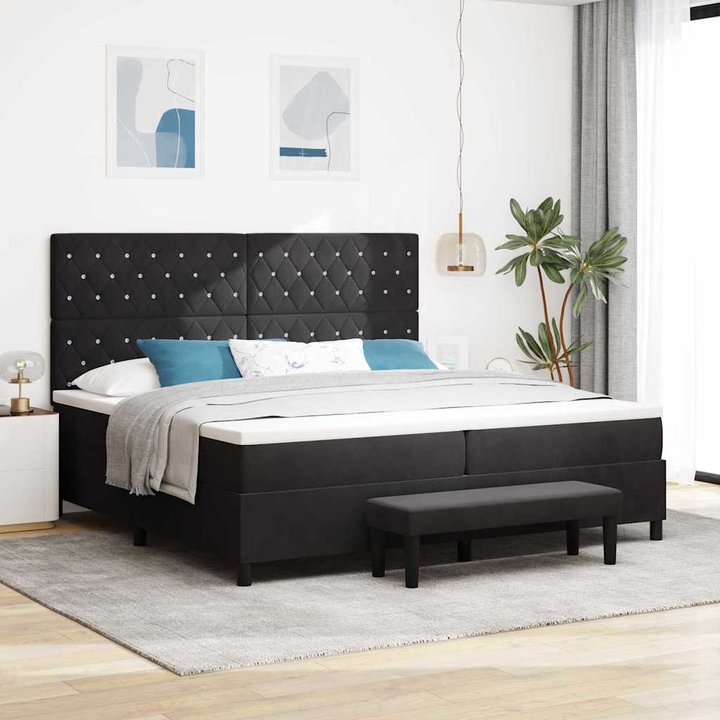 vidaXL Κρεβάτι με ελατήρια με στρώμα Μαύρο 200 x 200 cm Βελούδο