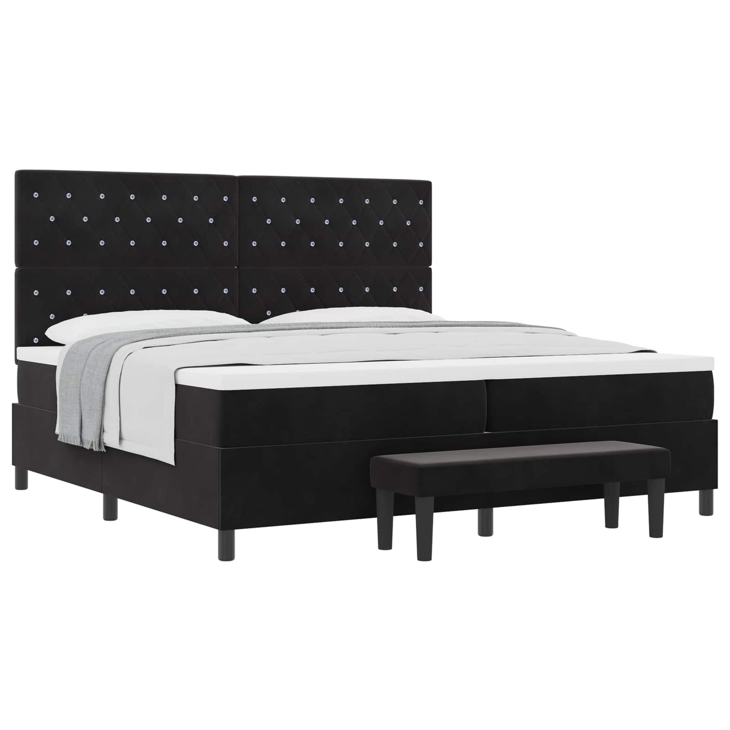 vidaXL Κρεβάτι με ελατήρια με στρώμα Μαύρο 200 x 200 cm Βελούδο
