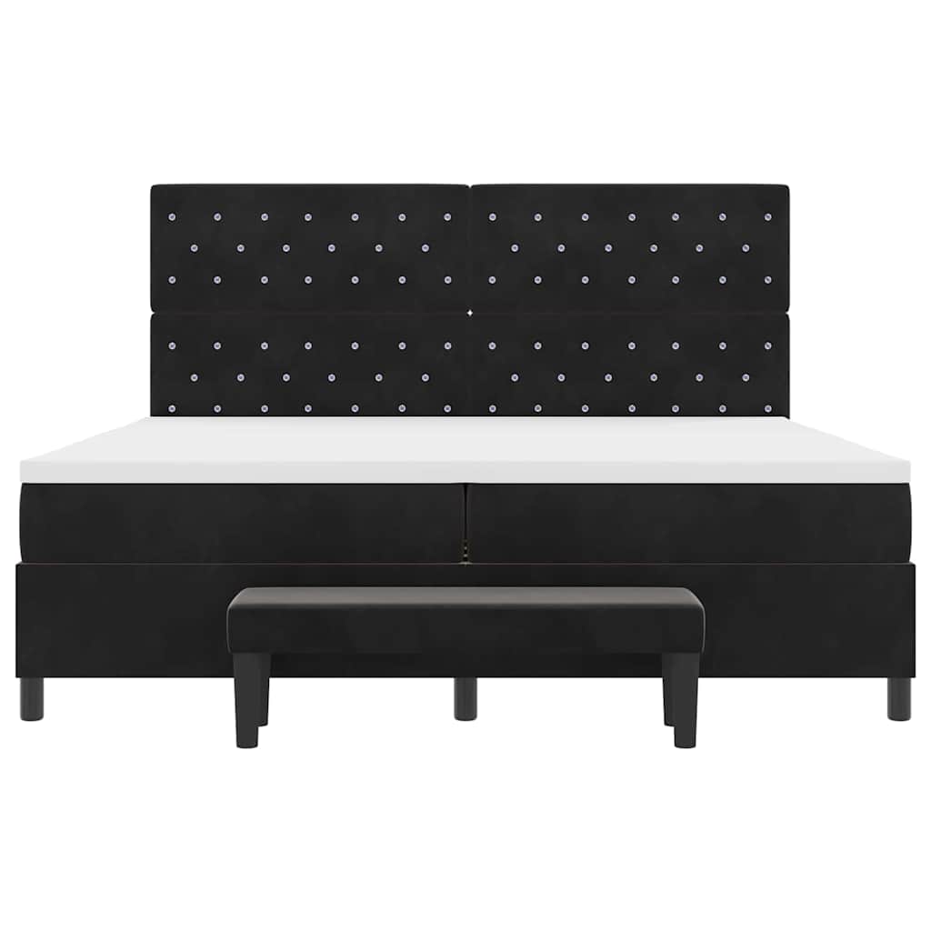 vidaXL Κρεβάτι με ελατήρια με στρώμα Μαύρο 200 x 200 cm Βελούδο