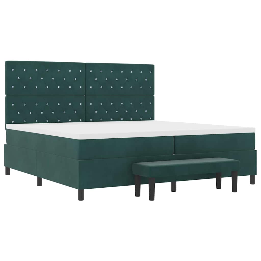 vidaXL Κρεβάτι με ελατήρια Σκούρο πράσινο 200 x 200 cm Βελούδο