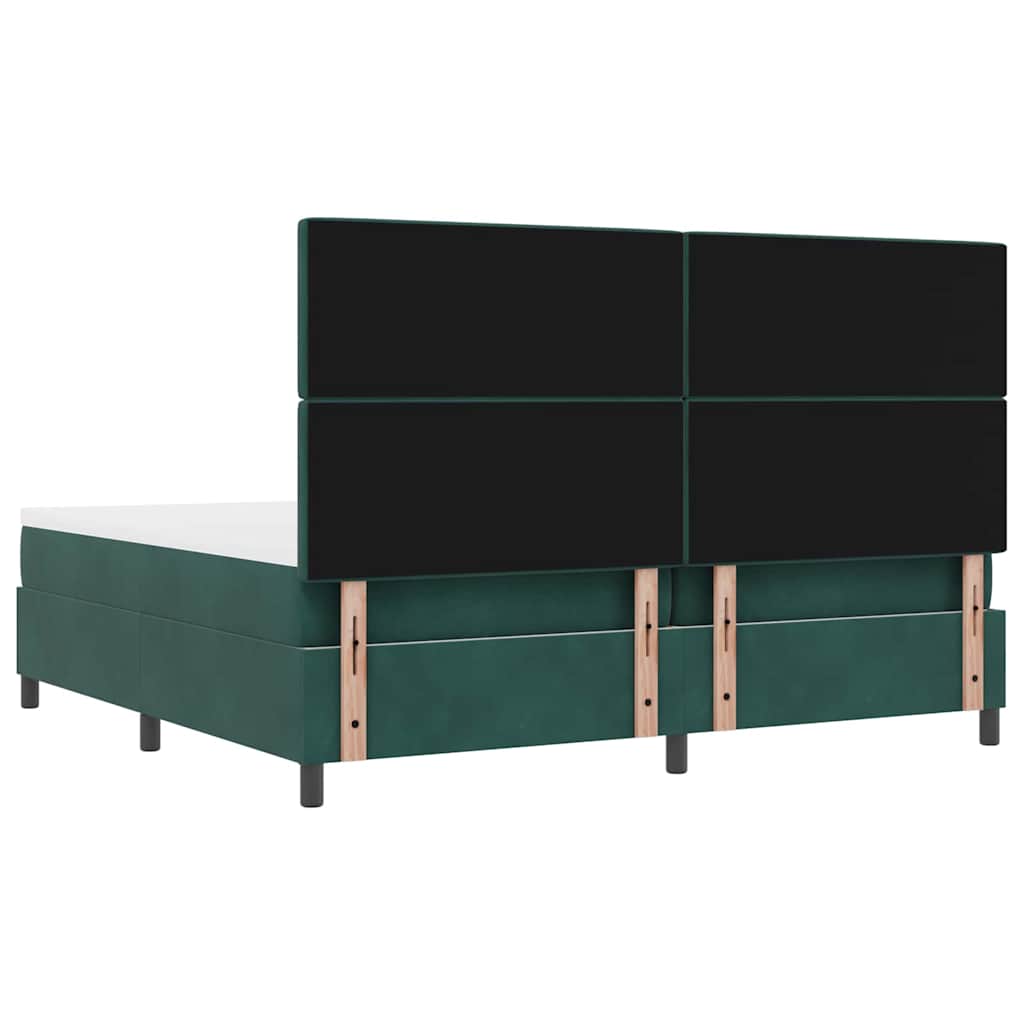 vidaXL Κρεβάτι με ελατήρια Σκούρο πράσινο 200 x 200 cm Βελούδο