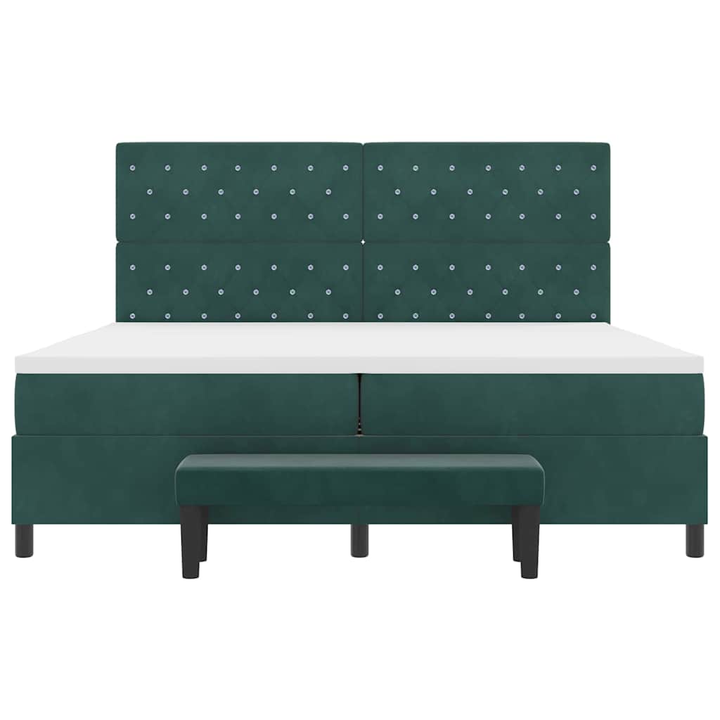 vidaXL Κρεβάτι με ελατήρια Σκούρο πράσινο 200 x 200 cm Βελούδο