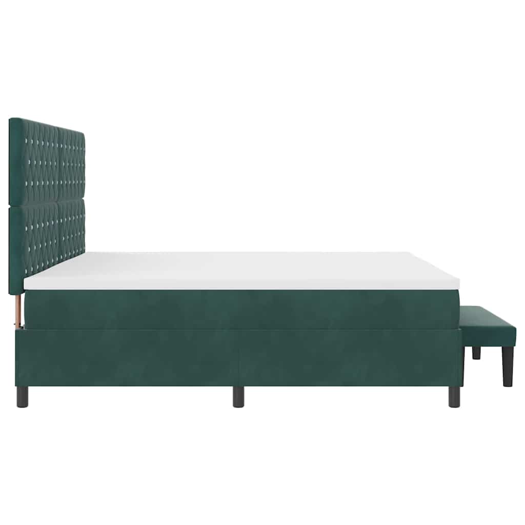 vidaXL Κρεβάτι με ελατήρια Σκούρο πράσινο 200 x 200 cm Βελούδο