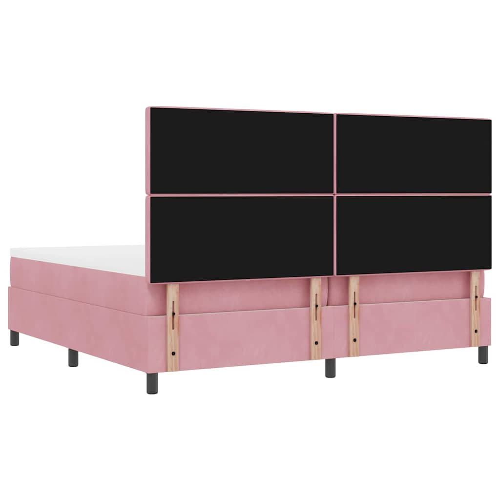 vidaXL Κρεβάτι με ελατήρια με στρώμα Ροζ 200 x 200 cm Βελούδο
