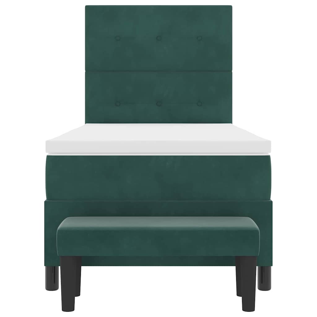 vidaXL Κρεβάτι με ελατήρια Σκούρο πράσινο 90 x 200 cm Βελούδο