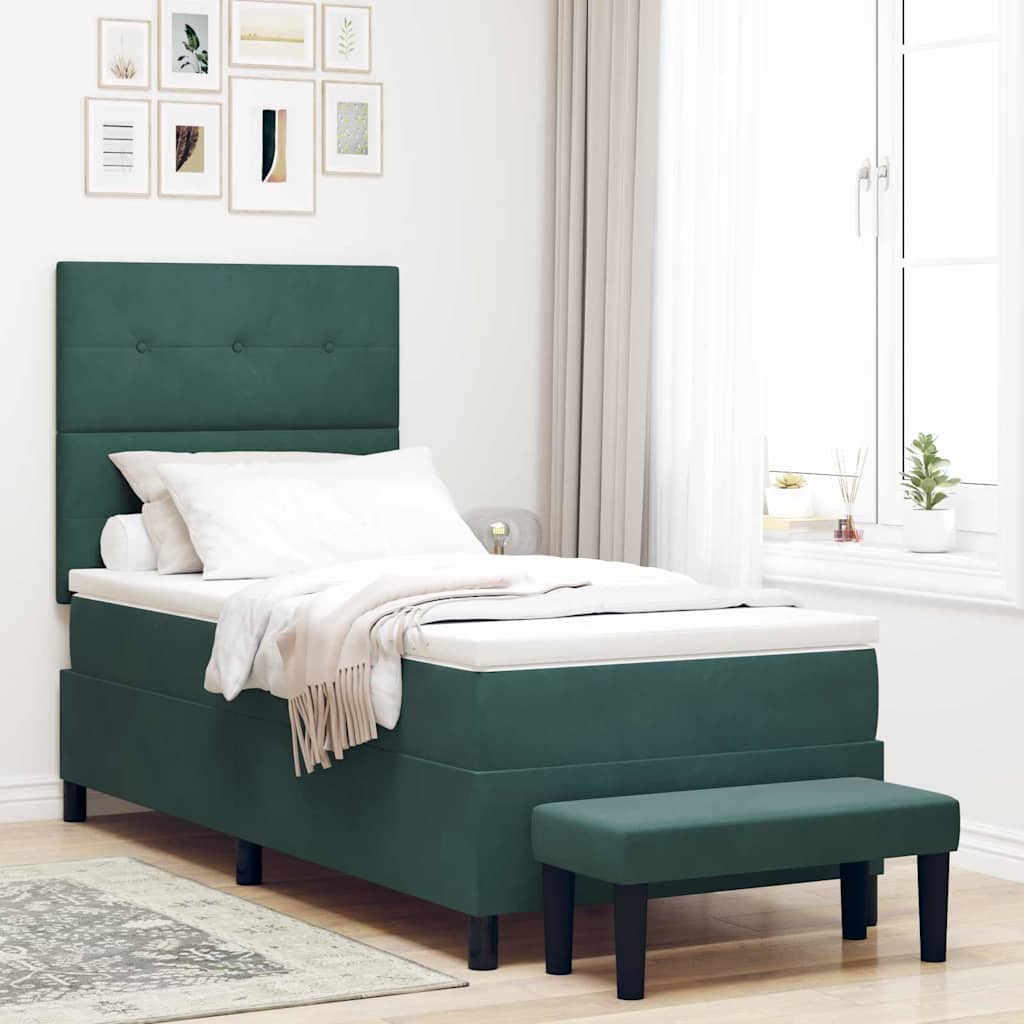 vidaXL Κρεβάτι με ελατήρια Σκούρο πράσινο 200 x 100 cm Βελούδο