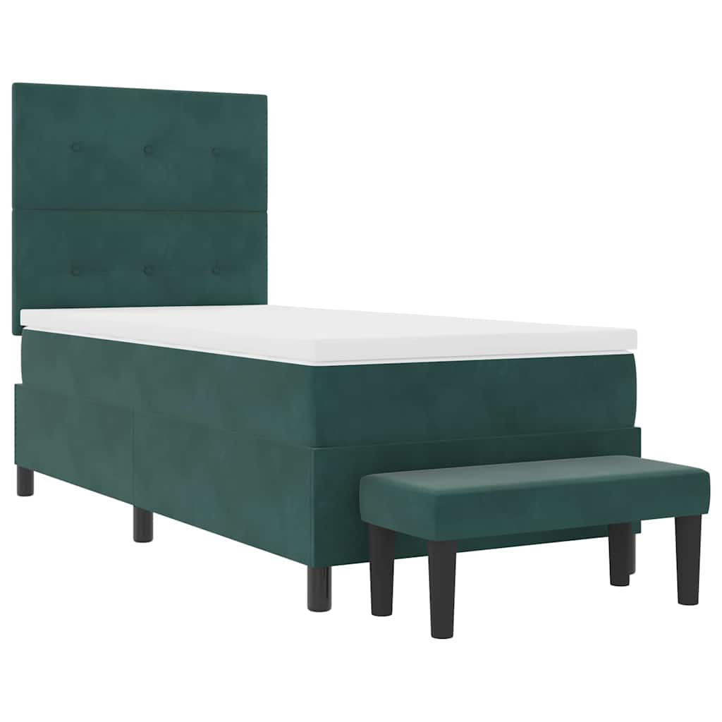 vidaXL Κρεβάτι με ελατήρια Σκούρο πράσινο 200 x 100 cm Βελούδο