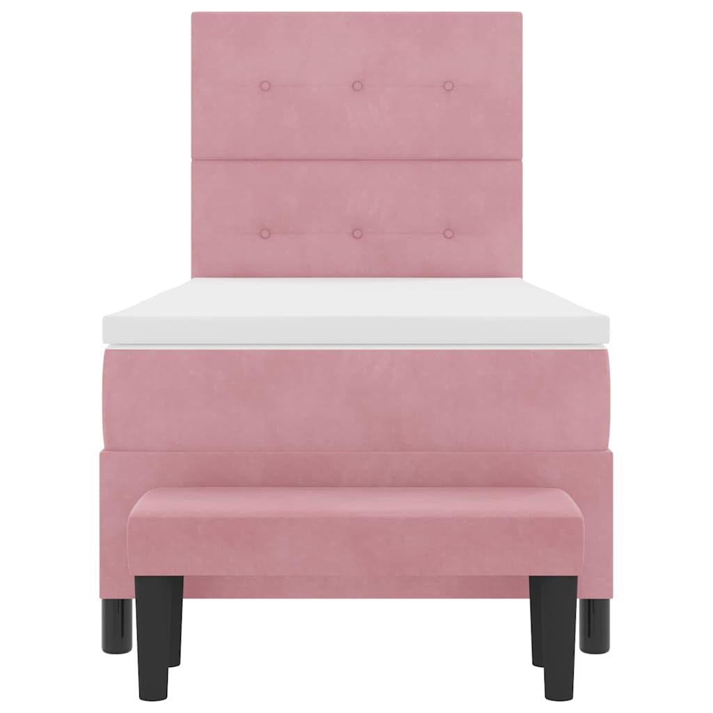 vidaXL Κρεβάτι με ελατήρια με στρώμα Ροζ 100 x 200 cm Βελούδο
