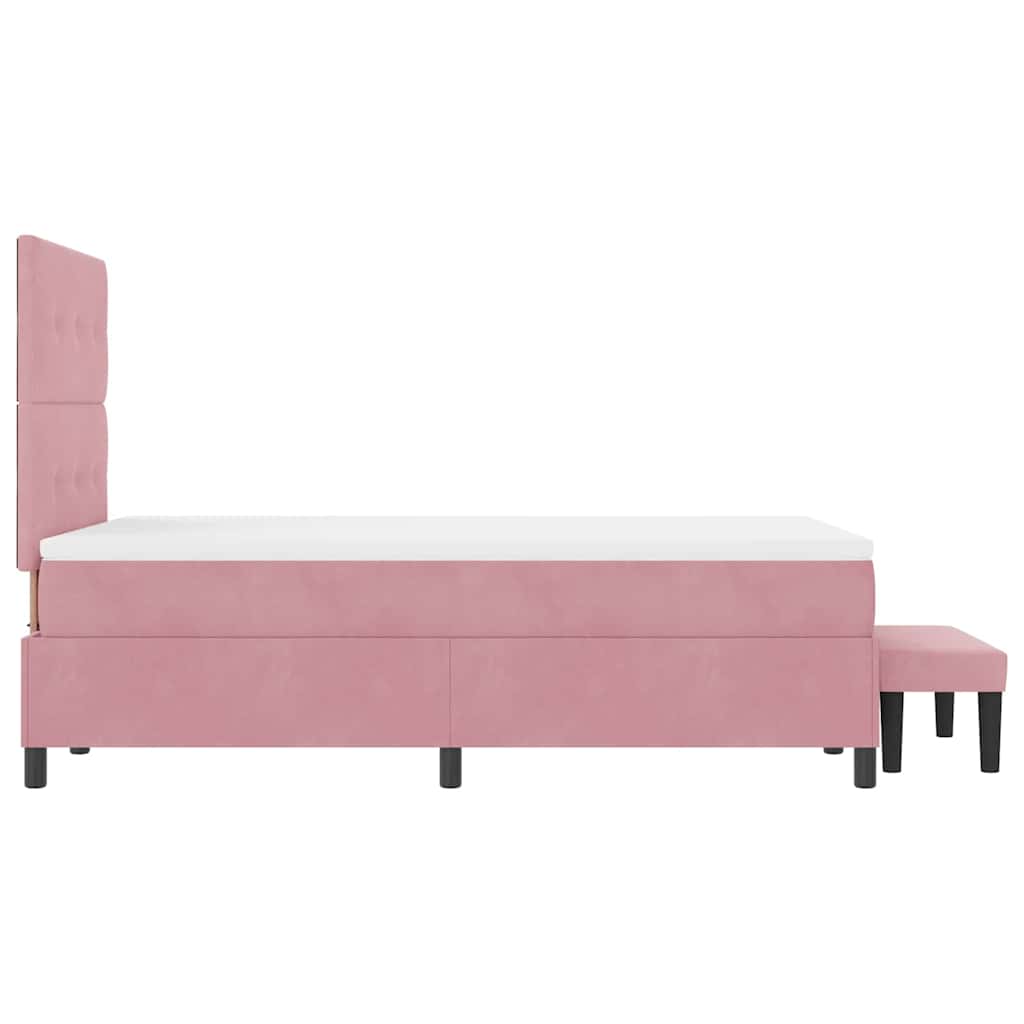 vidaXL Κρεβάτι με ελατήρια με στρώμα Ροζ 120 x 190 cm Βελούδο