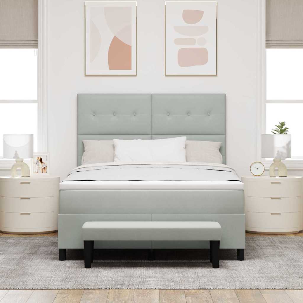 vidaXL Κρεβάτι με ελατήρια με στρώμα Ανοιχτό γκρι 140 x 190 cm Βελούδο