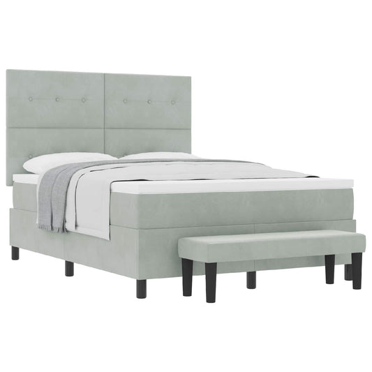 vidaXL Κρεβάτι με ελατήρια Ανοιχτό γκρι 200 x 140 cm Βελούδο