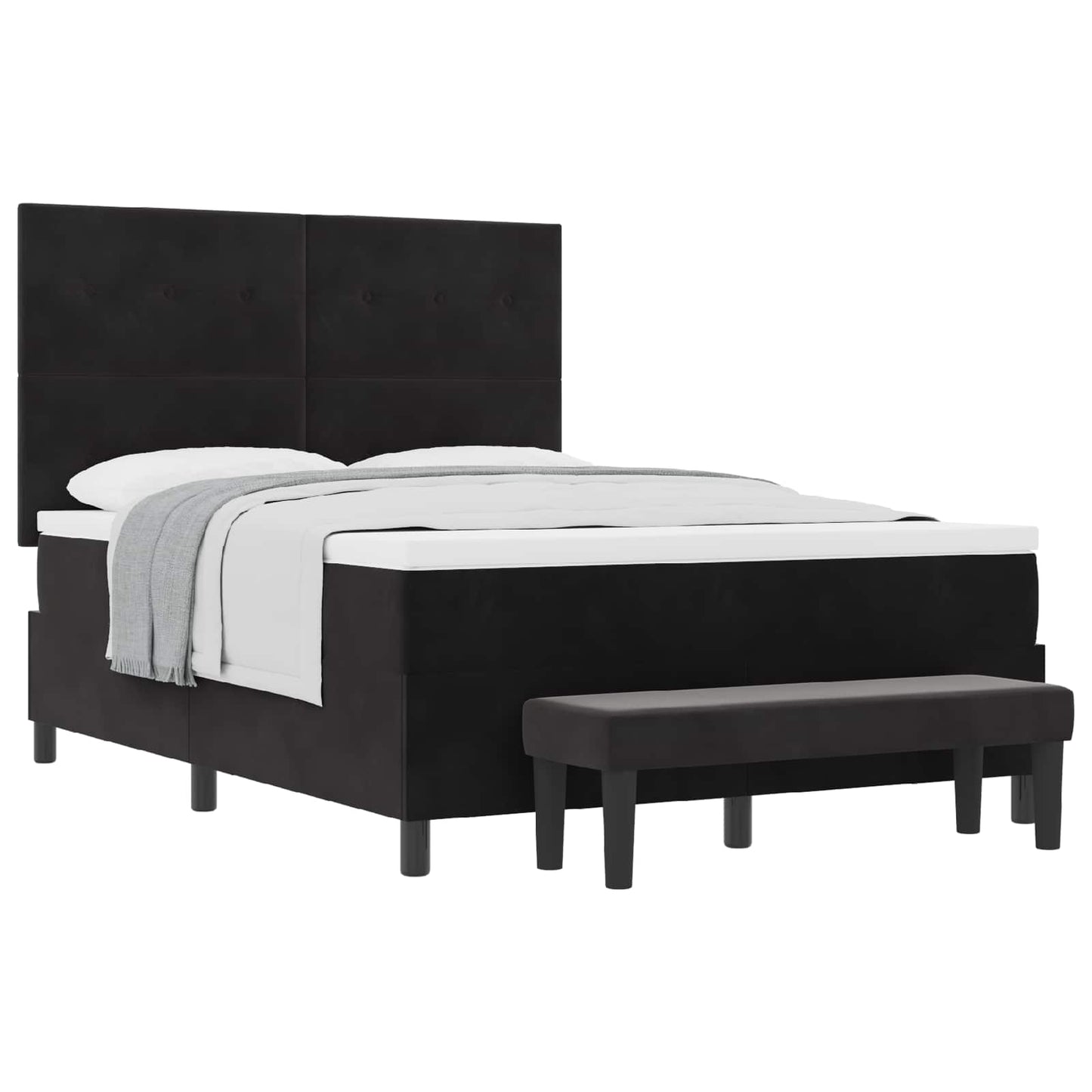 vidaXL Κρεβάτι με ελατήρια με μαξιλάρι Μαύρο 200 x 140 cm Βελούδο