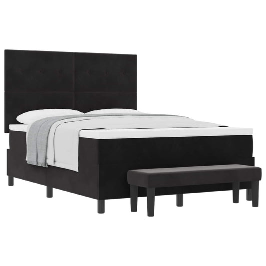 vidaXL Κρεβάτι με ελατήρια με μαξιλάρι Μαύρο 200 x 140 cm Βελούδο