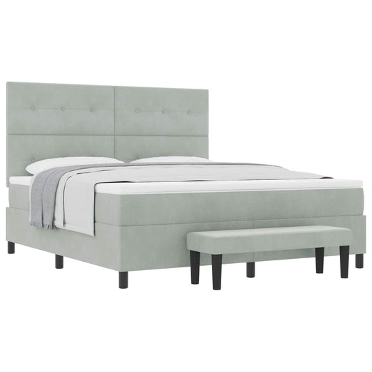 vidaXL Κρεβάτι με ελατήρια Ανοιχτό γκρι 200 x 180 cm Βελούδο