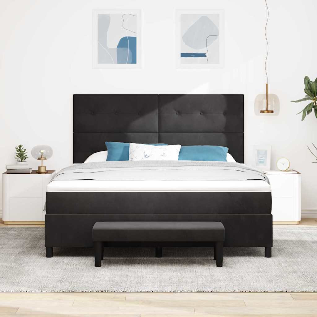 vidaXL Κρεβάτι με ελατήρια με κεφαλάρι Μαύρο 200 x 180 cm Βελούδο