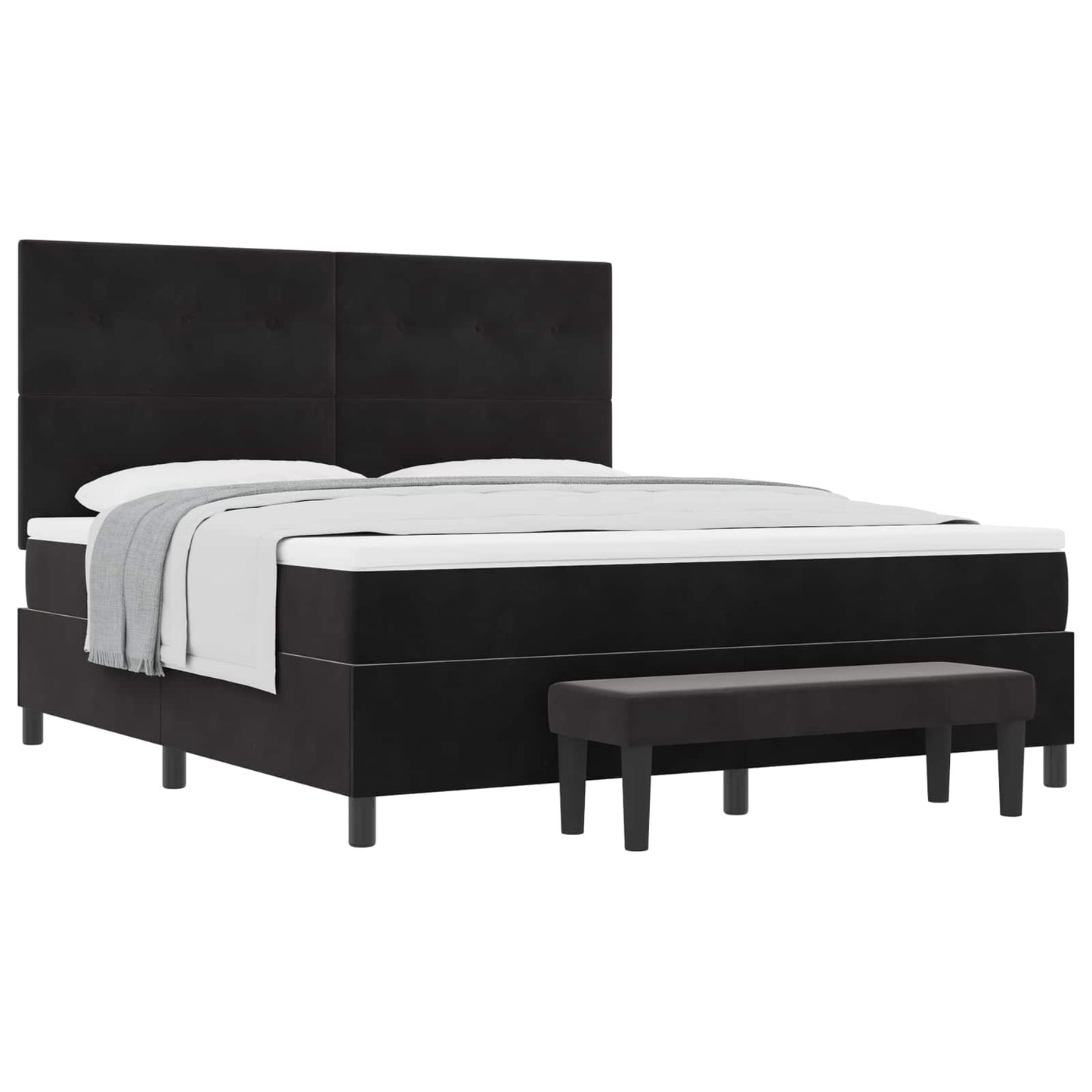 vidaXL Κρεβάτι με ελατήρια με κεφαλάρι Μαύρο 200 x 180 cm Βελούδο