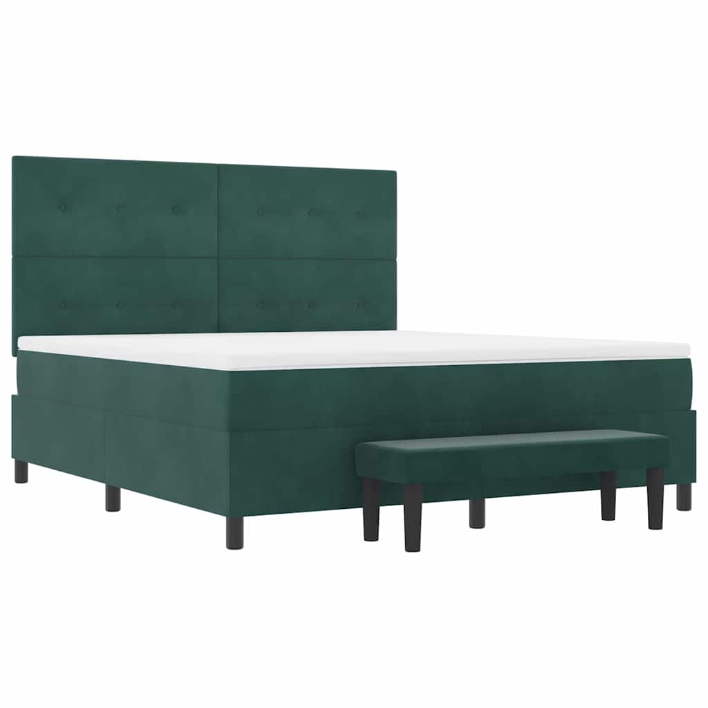 vidaXL Κρεβάτι με ελατήρια Σκούρο πράσινο 200 x 180 cm Βελούδο