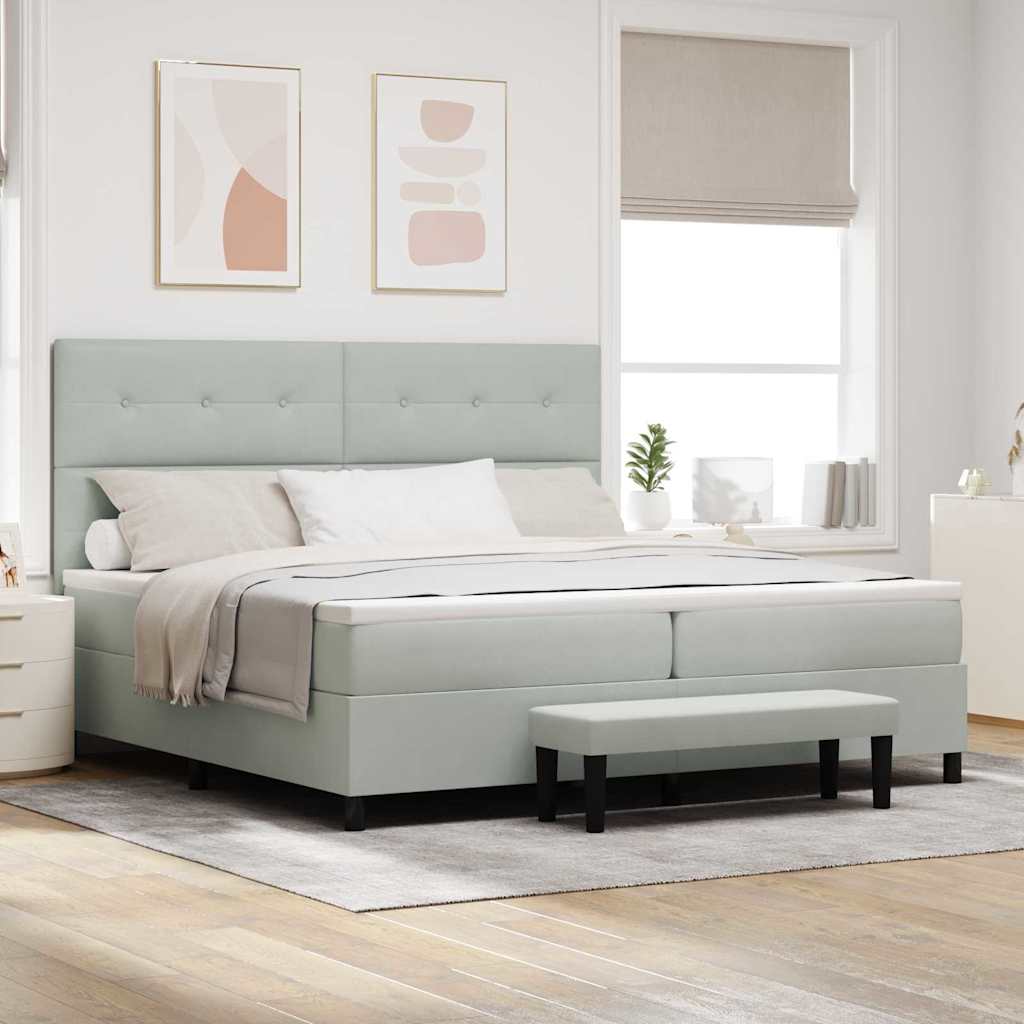 vidaXL Κρεβάτι με ελατήρια Ανοιχτό γκρι 200 x 200 cm Βελούδο