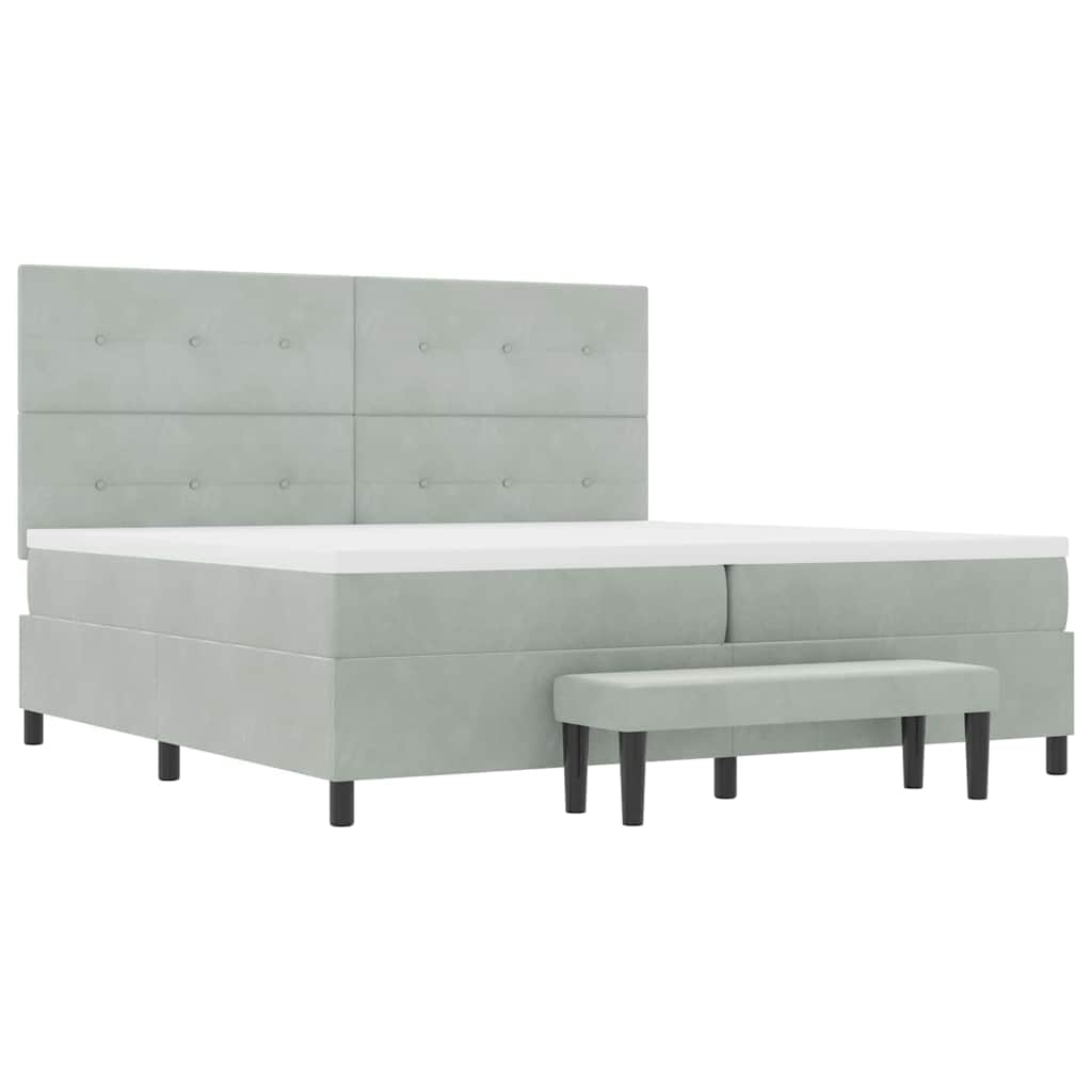 vidaXL Κρεβάτι με ελατήρια Ανοιχτό γκρι 200 x 200 cm Βελούδο