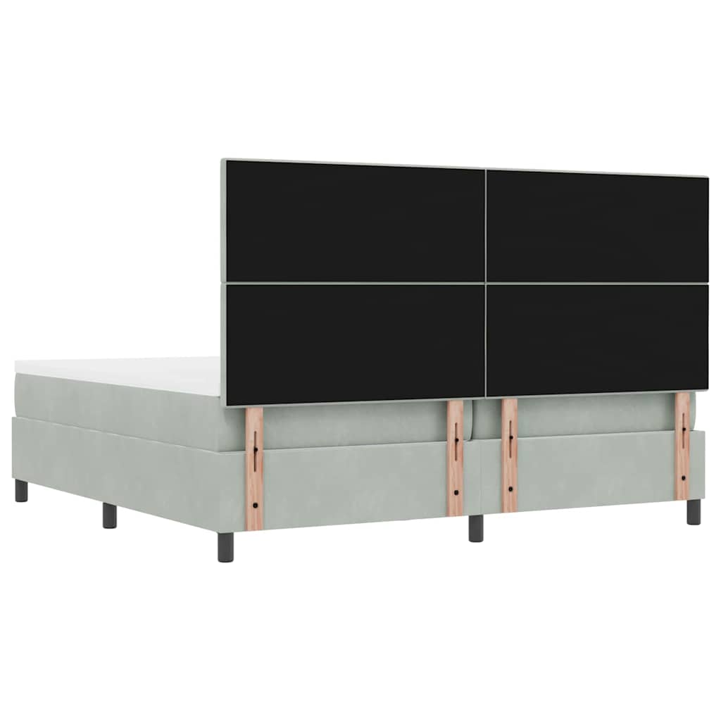 vidaXL Κρεβάτι με ελατήρια Ανοιχτό γκρι 200 x 200 cm Βελούδο