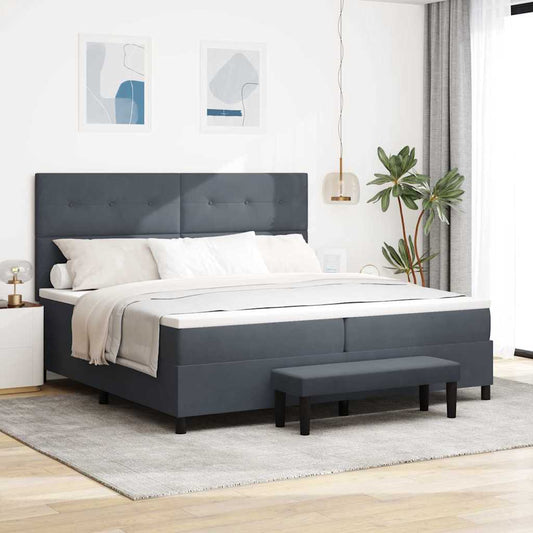 vidaXL Κρεβάτι με ελατήρια Σκούρο γκρι 200 x 200 cm Βελούδο