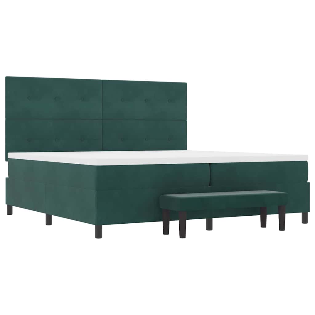 vidaXL Κρεβάτι με ελατήρια Σκούρο πράσινο 200 x 200 cm Βελούδο