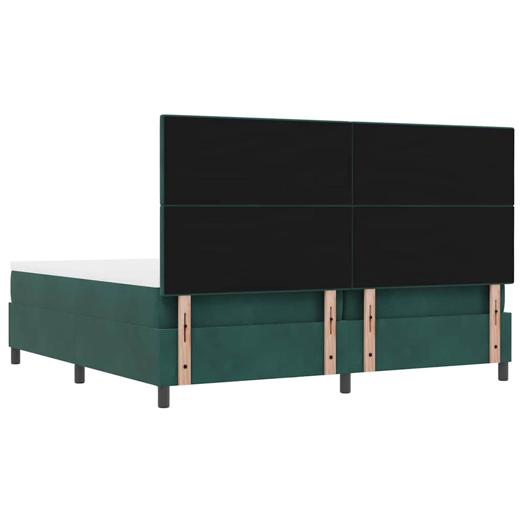 vidaXL Κρεβάτι με ελατήρια Σκούρο πράσινο 200 x 200 cm Βελούδο