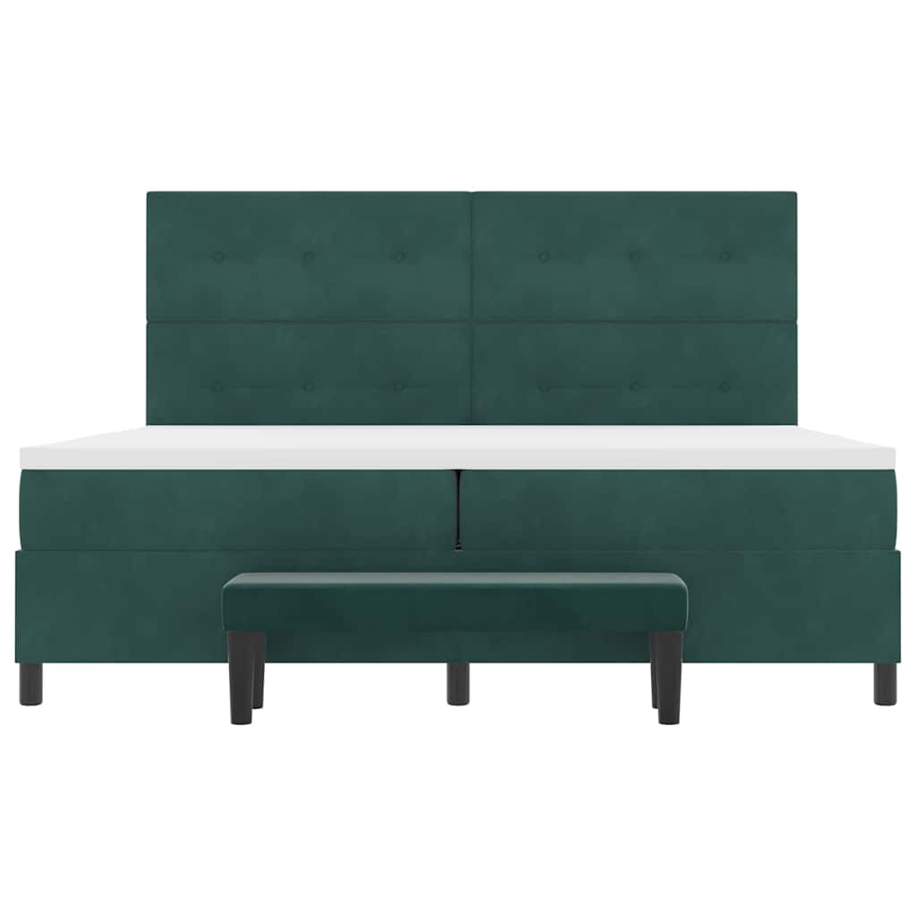vidaXL Κρεβάτι με ελατήρια Σκούρο πράσινο 200 x 200 cm Βελούδο
