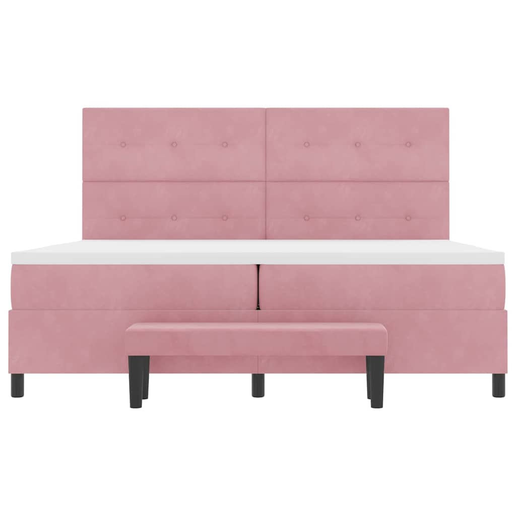 vidaXL Κρεβάτι με ελατήρια με κεφαλάρι Ροζ 200 x 200 cm Βελούδο