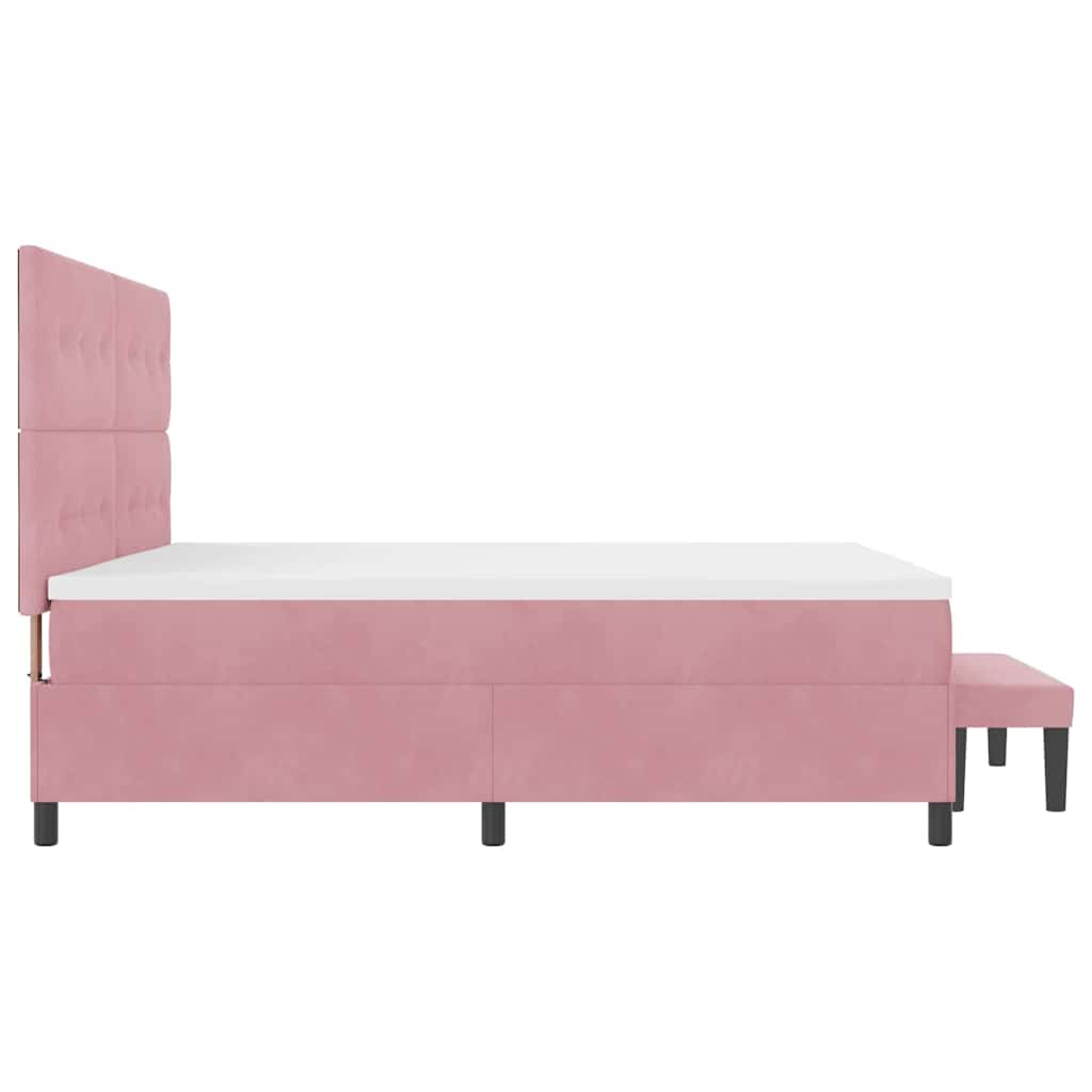 vidaXL Κρεβάτι με ελατήρια με κεφαλάρι Ροζ 200 x 200 cm Βελούδο