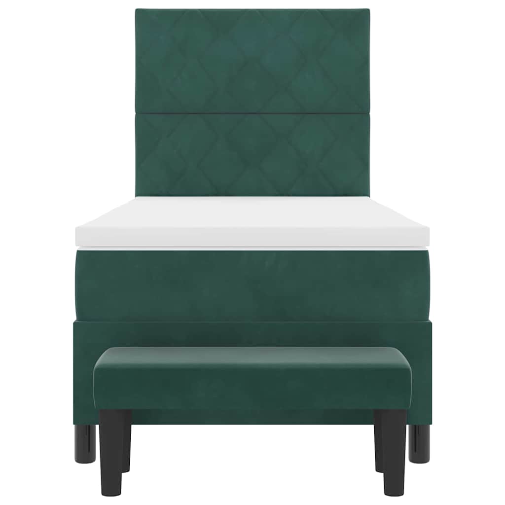 vidaXL Κρεβάτι με ελατήρια Σκούρο Πράσινο 90 x 190 cm Βελούδο