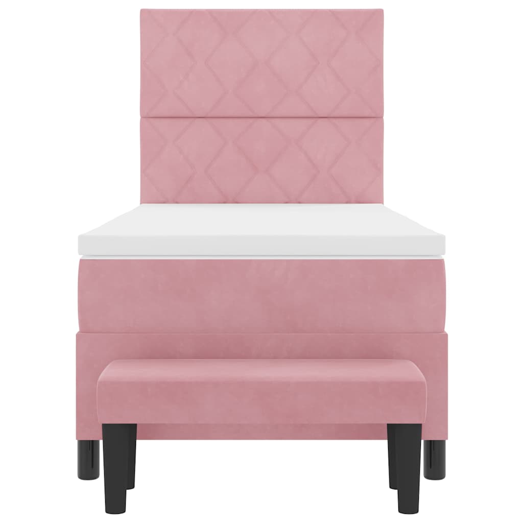 vidaXL Κρεβάτι με ελατήρια με στρώμα Ροζ 90 x 200 cm Βελούδο