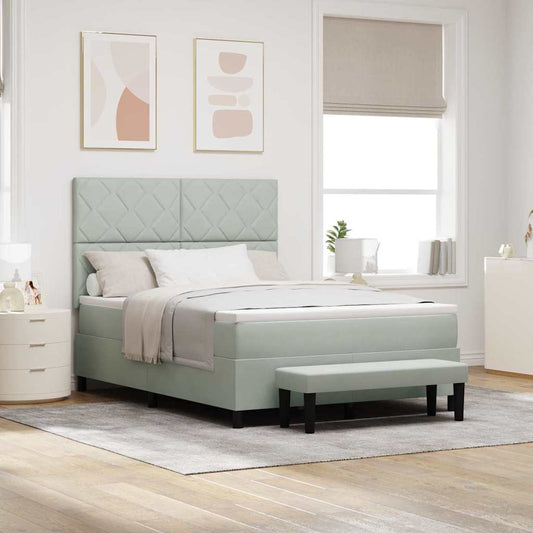 vidaXL Κρεβάτι με ελατήρια Ανοιχτό γκρι 200 x 140 cm Βελούδο