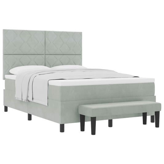 vidaXL Κρεβάτι με ελατήρια Ανοιχτό γκρι 200 x 140 cm Βελούδο
