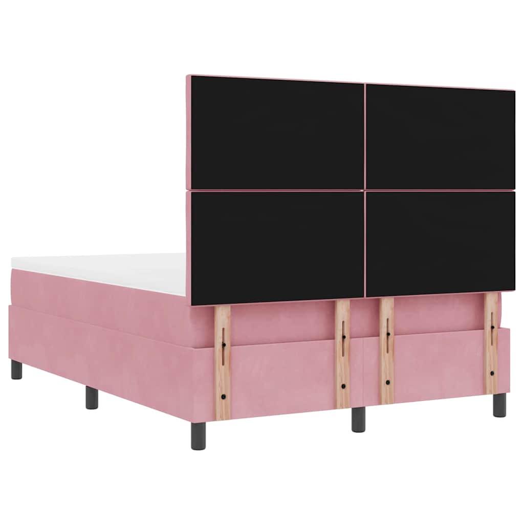 vidaXL Κρεβάτι με ελατήρια με μαξιλάρι Ροζ 200 x 140 cm Βελούδο