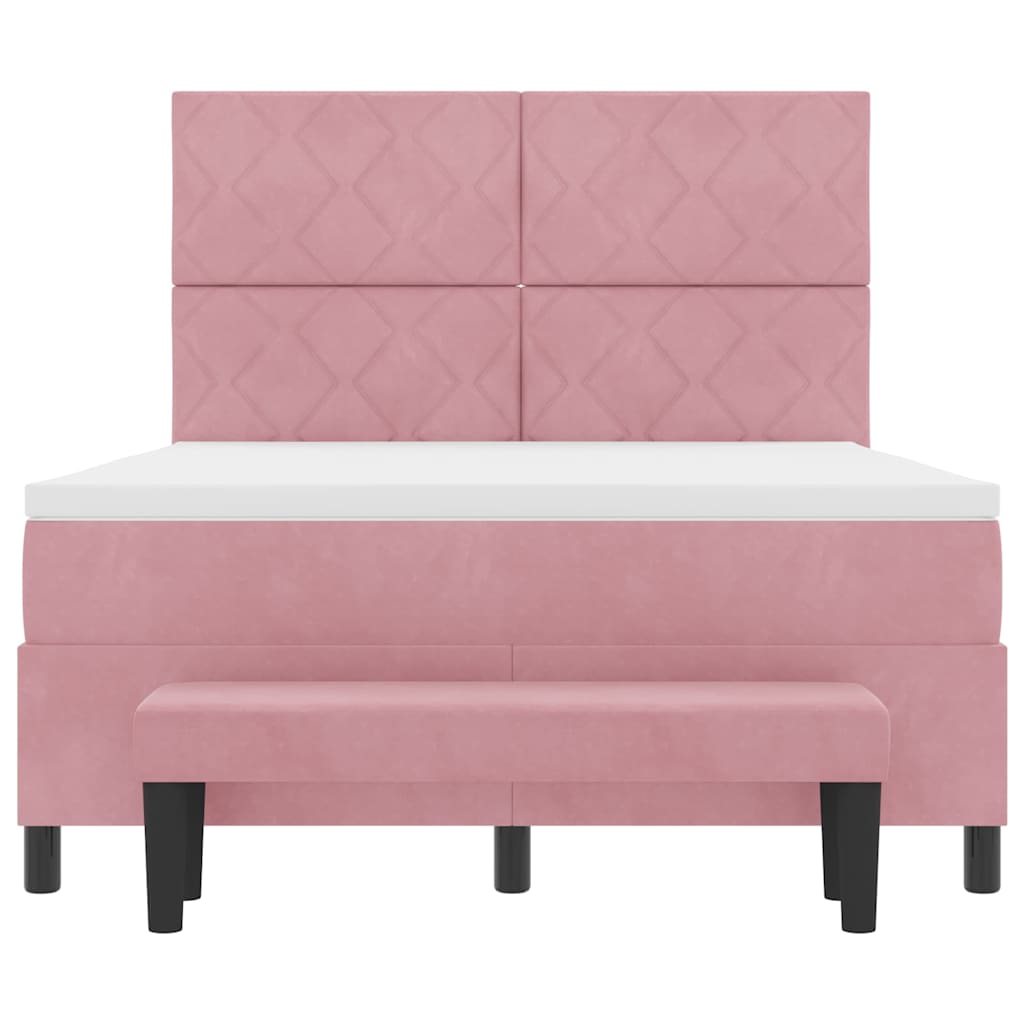 vidaXL Κρεβάτι με ελατήρια με μαξιλάρι Ροζ 200 x 140 cm Βελούδο