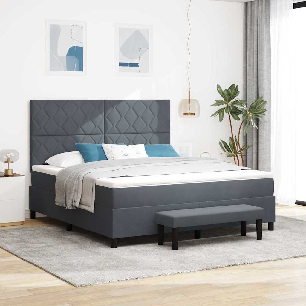 vidaXL Κρεβάτι με ελατήρια Σκούρο γκρι 200 x 180 cm Βελούδο