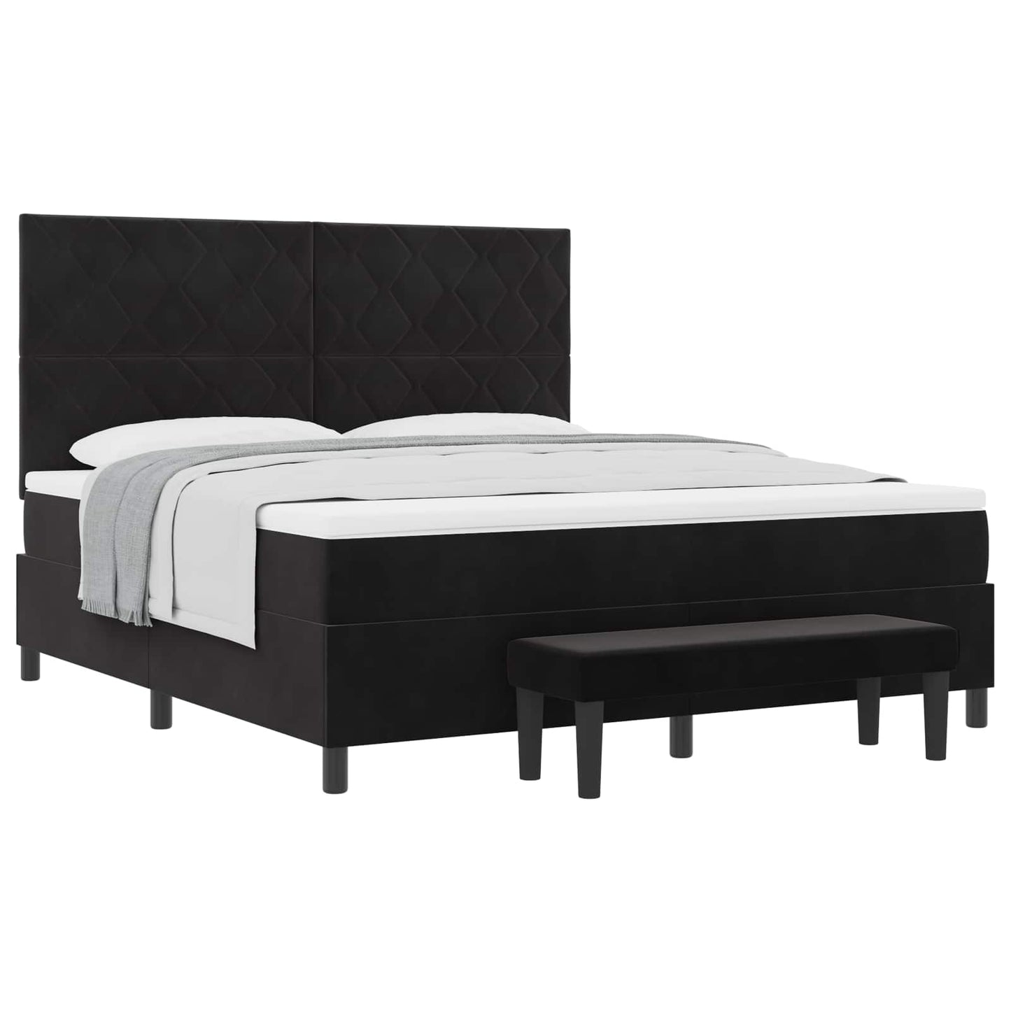 vidaXL Κρεβάτι με ελατήρια με κεφαλάρι Μαύρο 200 x 180 cm Βελούδο