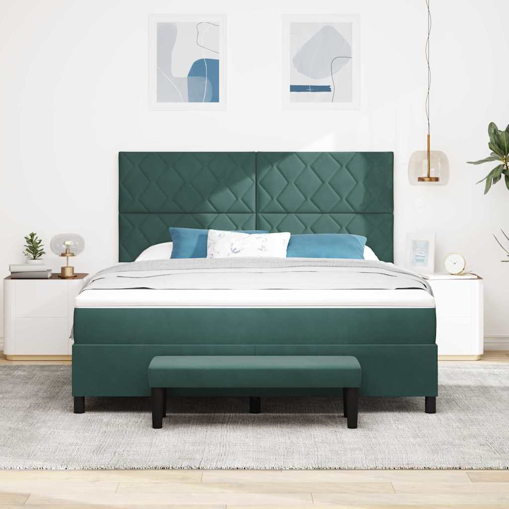 vidaXL Κρεβάτι με ελατήρια Σκούρο πράσινο 200 x 180 cm Βελούδο