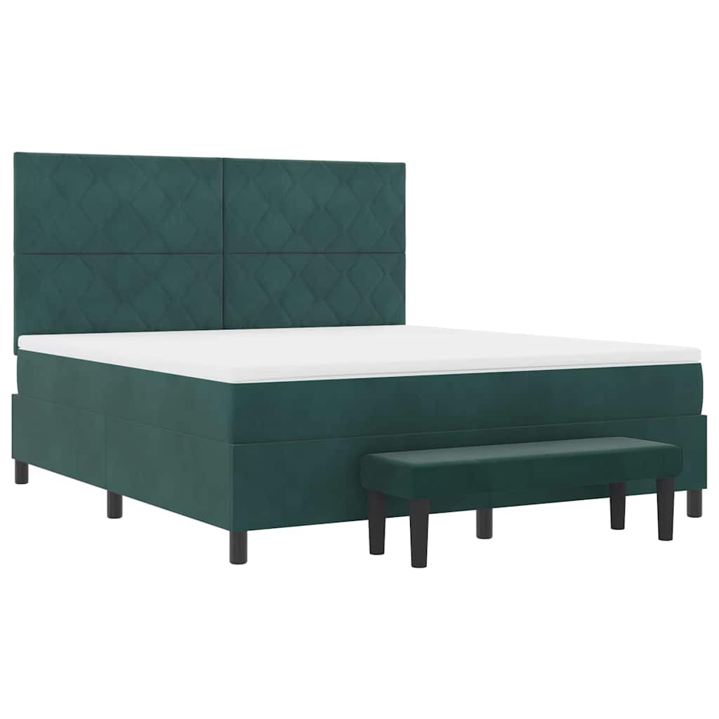 vidaXL Κρεβάτι με ελατήρια Σκούρο πράσινο 200 x 180 cm Βελούδο